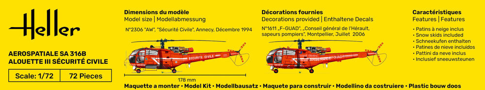 HELLER AEROSPATIALE SA 316B ALOUETTE III SÉCURITÉ CIVILE STARTER KIT - Image 6