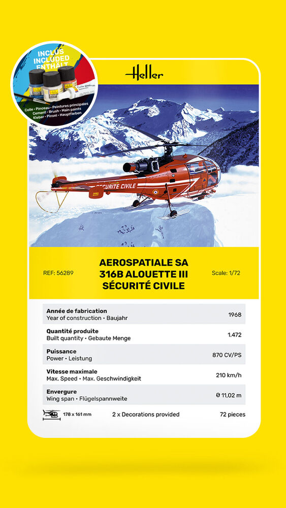 HELLER AEROSPATIALE SA 316B ALOUETTE III SÉCURITÉ CIVILE STARTER KIT - Image 8