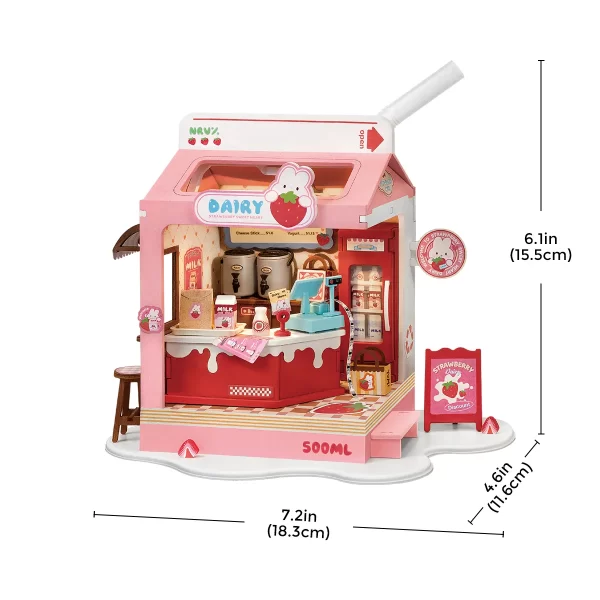 ROLIFE DIY MINIATURE HOUSE STRAWBERRY MILK BOX - Image 4