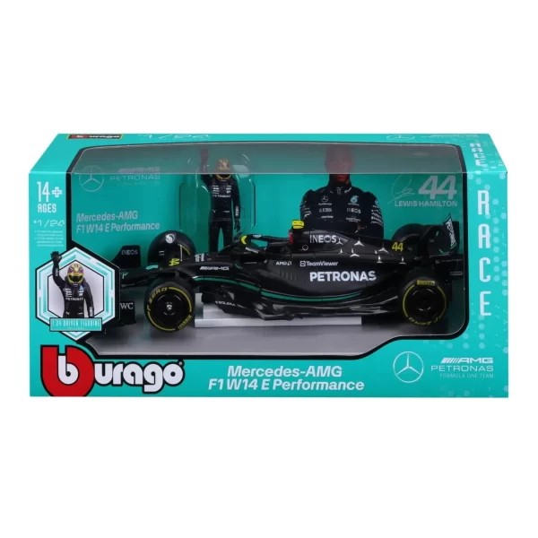 BBURAGO 1/24 MERCEDES AMG F1 W14 E PERFORMANCE 2023 W/ DRIVER FIGURE #44 LEWIS HAMILTON - Image 2