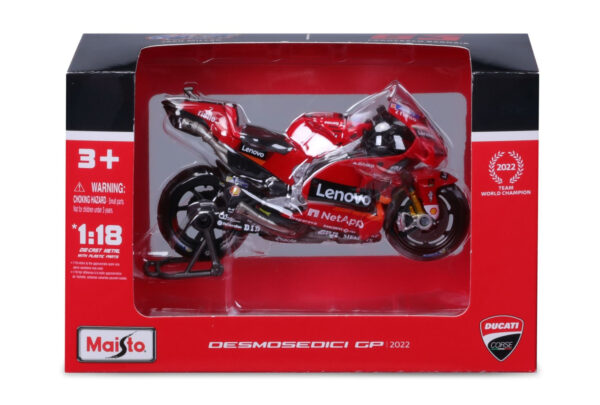 MAISTO 1/18 DUCATI DESMOSEDICI LENOVO MOTOGP 2022 #63 FRANCESCO BAGNAIA - Image 4