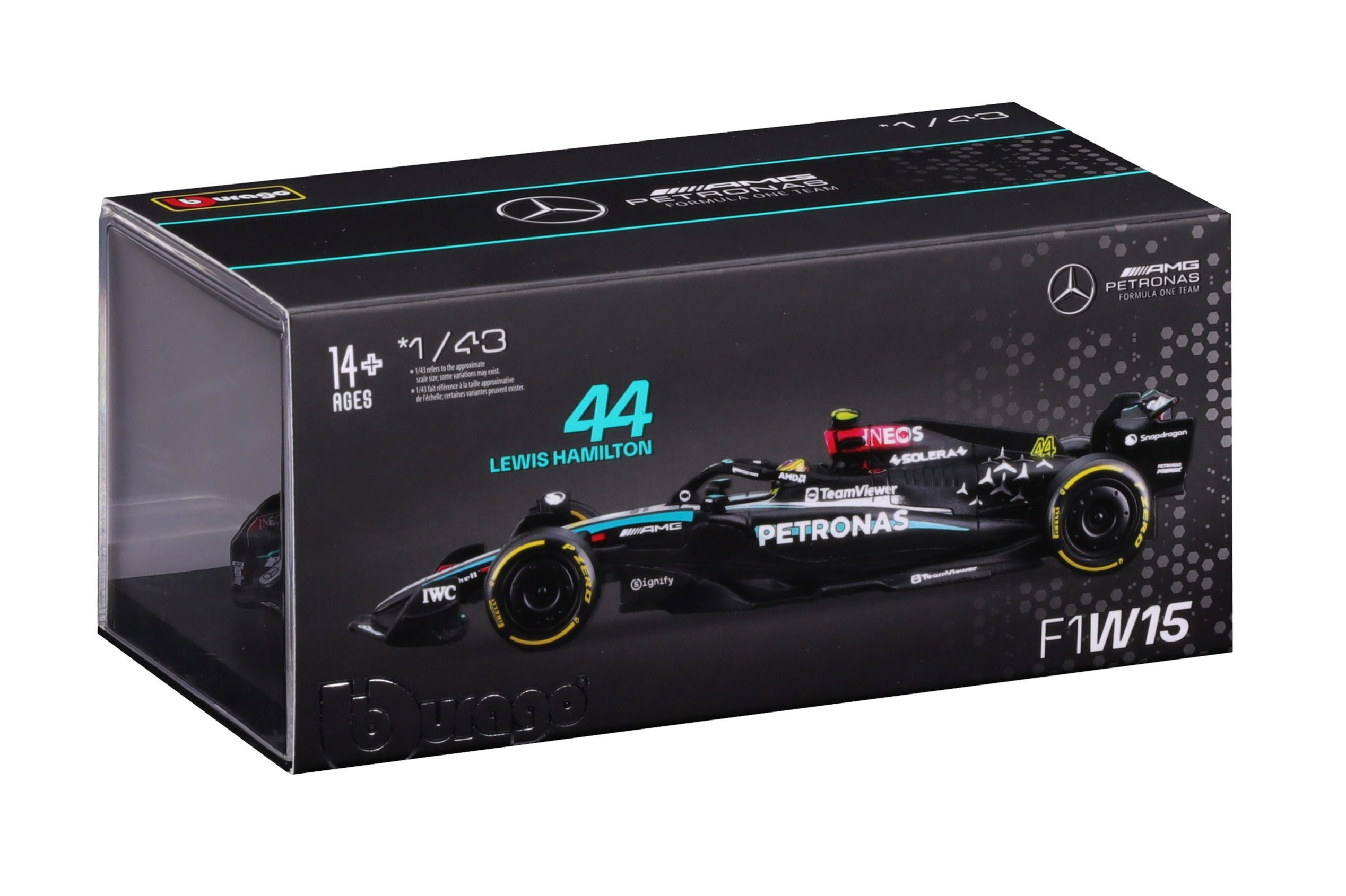 BBURAGO 1/43 MERCEDES-AMG F1 W15 2024 #44 LEWIS HAMILTON (COLLECTOR'S HARD CASE) - Image 2