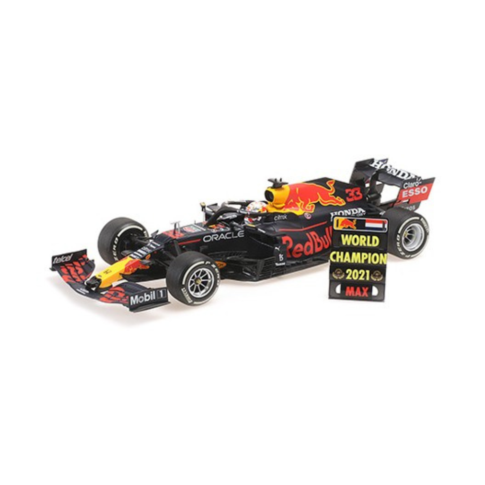 MINICHAMPS 1/18 RED BULL RACING HONDA RB16B MAX VERSTAPPEN WINNER ABU DHABI GP 2021 W/ PITBOARD