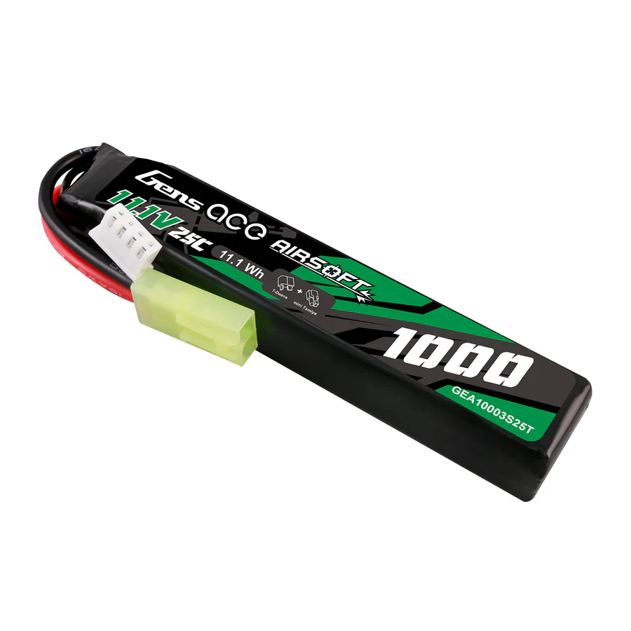 GENS ACE 25C 1000mAh 3S1P 11.1V AIRSOFT GUN LiPo BATTERY WITH MINI TAMIYA PLUG - Image 2