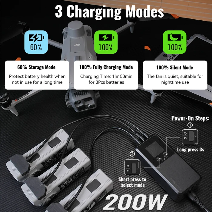 LKTOP 200W SMART THREE-WAY CHARGER FOR DJI MATRICE 4T/4E - Image 5