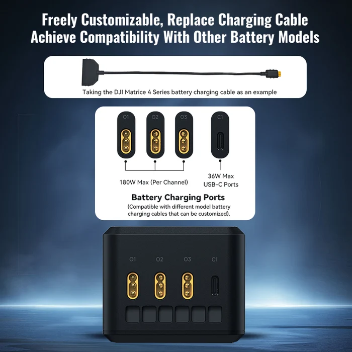 LKTOP 200W SMART THREE-WAY CHARGER FOR DJI MATRICE 4T/4E - Image 9